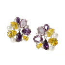 Ohrstecker gelb-amethyst-Perlen rhodiniert um EUR 55,00