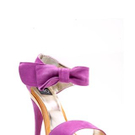 High Heel Sandalette "FIORDALISO": Velourleder Sandalette in den Trendfarben Pink&Orange mit großer Schleife (Isab