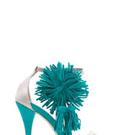 High Heel Sandalette "COCCO": türkise Riemchensandaletten in Bicolor Optik mit frechen Fransen (Isabella Lorusso): € 1