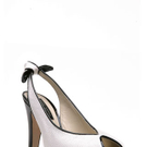High Heel "SLINGBACKS COCCO": Slingback Peeptoe mit weiß geflochtener Oberfläche und schwarzen Lackdetails (Gianni Mar