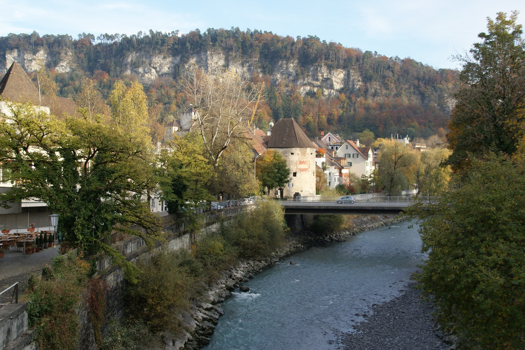 Feldkirch - Blick auf die Altstadt mit Wasserturm - Eduard Siegel.JPG