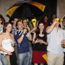 Peter L. Eppinger heizte die Stimmung unter den Fanclubs ein