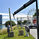 Aufbauarbeiten zum Donauinselfest 2016