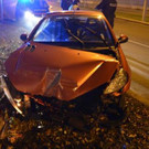 Pkw prallte in Wien-Donaustadt gegen Lärmschutzwand: Der Unfallwagen