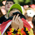 Die deutschen Fußballfans feiern den 4:0-Sieg gegen Argentinien