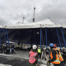Aufbauarbeiten für das Cirque du Soleil-Dorf in St. Marx