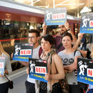 Demo bei Ankunft in Linz