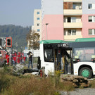 Kollision zwischen Zug und Bus in Graz