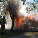 Bienenhütte in Flammen