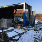 Der Container nach dem Brand