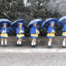 Schneetreiben beim Faschingsumzug 