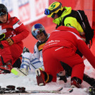 Lindsey Vonn nach ihrem schweren Sturz im Super-G bei der WM in Aare
