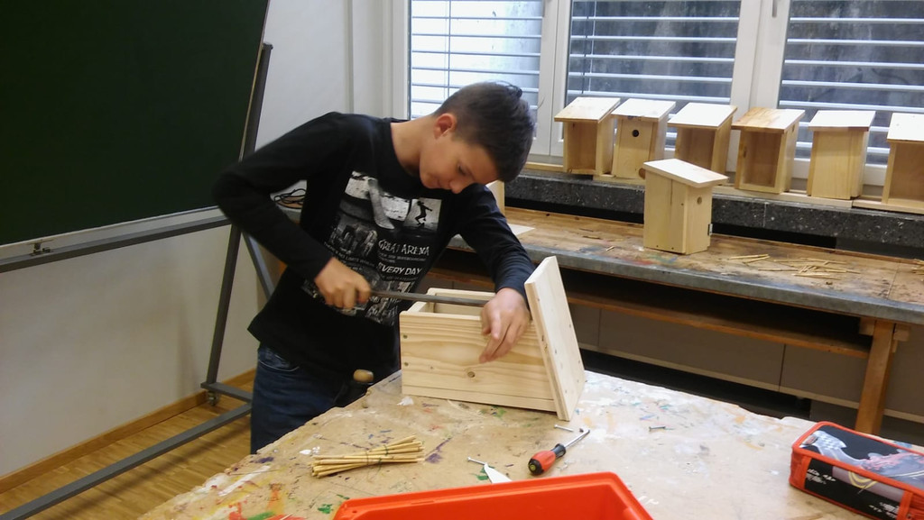 Artenvielfalt Projekt INSEKTENHOTEL C Mittelschule beim Werken April 2019 _7_.JPG