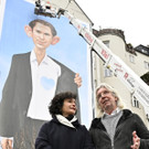 Kurz-Karikatur auf der Linken Wienzeile in Wien