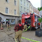 Aufräumarbeiten in Hallein nach Starkregen und Überflutung
