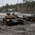 Zerstörte russische Panzer in der Ukraine