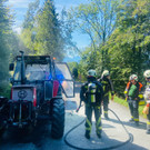 Brennender Traktor auf der Pfänderstraße 