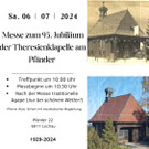 Einladung zum 95-Jahr-Jubiläum der Theresien-Kapelle am Pfänder mit feierlicher Messe und der traditionellen Agape