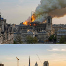 Notre Dame beim Brand 2019 und heute