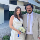 Stefanie Hüttmayr und Christian Djordevic feierten ihre standesamtliche Trauung.
