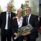 Gastgeber und Jubilare: Wolfgang Armellini (l.) mit Christine und Joe Armellini.