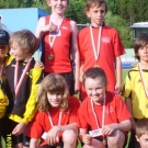 Landesmeister im U12-Staffellauf über 4x50m: (h.l.) Simon Schattauer, Andreas Hager, (v.l.) Martin Sieber, Philipp Scambor