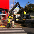 Aufräumarbeiten nach Rohrbruch in Meidling