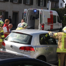 Unfall in Lustenau, Auto auf der Seite