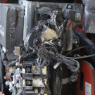 Stapler stand unter Flammen