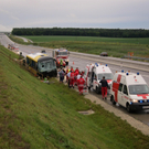 Unfall mit Reisebus auf A5