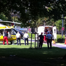 Straßenbahnunfall Schwarzspanierstraße 28.6.: Abtransport Hubschrauber