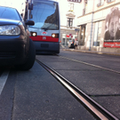 Blockierte Straßenbahn in Währing
