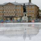 Aufbauarbeiten Eislaufplatz