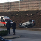 Unfall in Baden - Auto landete auf dem Dach