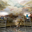 Deckengemälde im Kaiserpavillon im Tiergarten Schönbrunn wird restauriert
