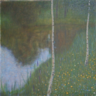 Klimt-Gemälde "Seeufer mit Birken"