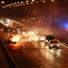 Autobrand auf der Gürtelbrücke