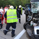 Einsatzdoku_02072012_Schwerer VU mit eingeklemmter Person A2 Seebenstein_1 Lkw und 3 Fahrzeuge _2_.JPG