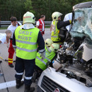 Einsatzdoku_02072012_Schwerer VU mit eingeklemmter Person A2 Seebenstein_1 Lkw und 3 Fahrzeuge _3_.JPG