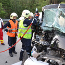 Einsatzdoku_02072012_Schwerer VU mit eingeklemmter Person A2 Seebenstein_1 Lkw und 3 Fahrzeuge _5_.JPG