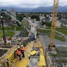 Betonierung der Eisenbahnbrücke