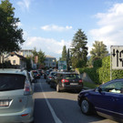 Stau wegen Verkehrsüberlastung am Freitag Abend in Bregenz