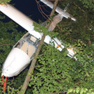 Segelflugzeug in Baumkronen