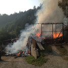 Stallgebäude in Gloggnitz-Aue in Vollbrand 