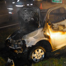 Fahrzeugbrand nach Verkehrsunfall auf der LB2 im Bezirk Horn