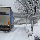 A14: Lkw auf Autobahnauffahrt Lauterach/ Wolfurt hängengeblieben