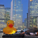 Gummiente passiert Tower Bridge auf Themse