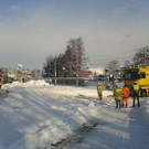 Lkw auf Bahngleisen