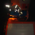 Brand eines Dixie WCs