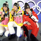 Olympia 2010: Siegerehrung Rodeln Damen-Einsitzer
